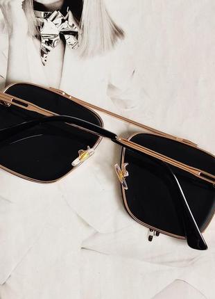 Квадратные очки авиаторы серый в черном (6634)6 фото
