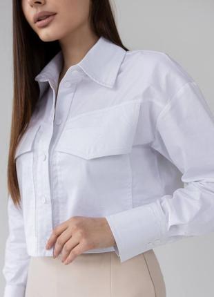 Укороченная рубашка длинный рукав с манжетом3 фото