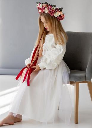 Платье вышиванка нежное праздничное фатиновое2 фото