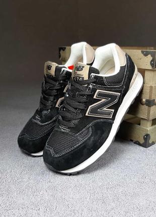 Женские кроссовки new balance 574 black bronze 1950 беланс черного с бронзовым цветами1 фото