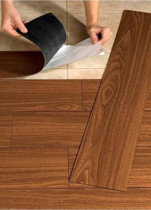 Самоклеющийся гибкий ламинат темное дерево, цена за 1 шт