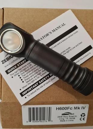 Ліхтар zebralight 600fc mk iv 18650 xhp50.2 floody 4000k high cri