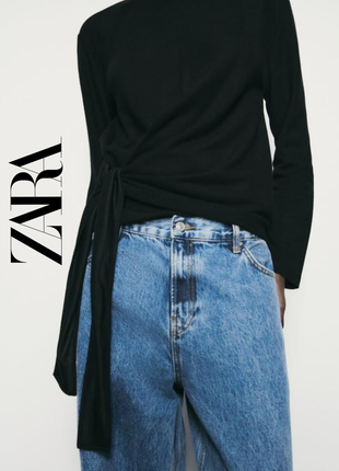 Zara кофта-свитер с драпировкой вискоза