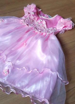 Красиве плаття рожевий атлас helen gorment baby fashion 5 вишивка паетки сарафан візерунок ошатне літо пізден фотосес дитячий праздень малятка