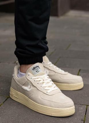 Мужские кроссовки stussy x nike air force 1 low fossil