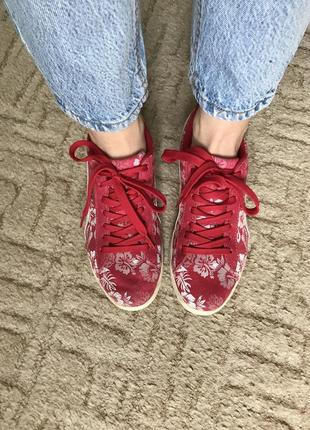 Кеды кроссовки puma красного цвета с принтом