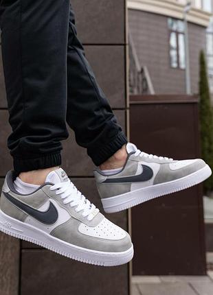 Мужские кроссовки nike air force white silver