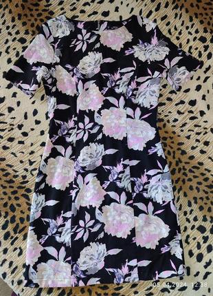 Платье, сарафан черный с розовыми цветами petites miss selfhidge
