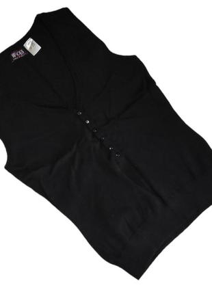 Трикотажный жилет женский черный с v образным вырезом