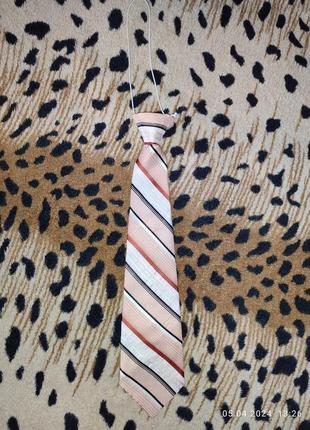 Краватка персикова в чорно-білу смужку3 фото
