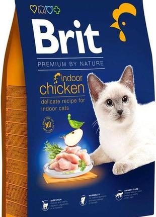 Brit premium by nature cat indoor для взрослых кошек живущих в помещении с курицей - 8 кг