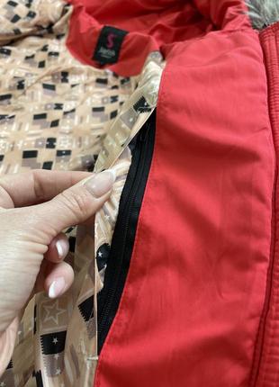 Женский пуховик красный зимняя куртка с натуральным мехом размер s m7 фото