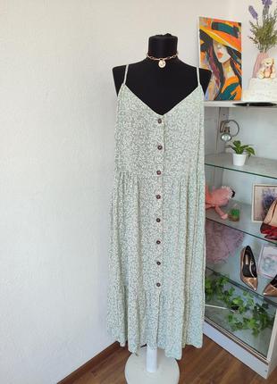 Батальное платье /сарафан миди,вискоза, цветочный принт с пуговицами