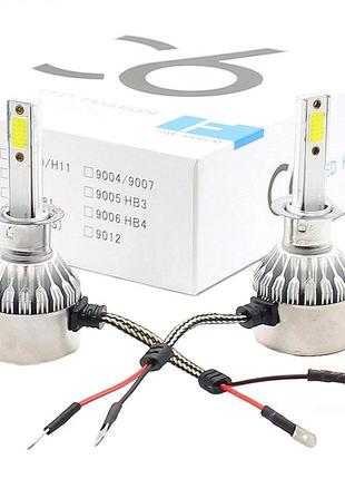 Автомобильные led лампы цоколь h1 комплект светодиодных ламп для авто headlight c6 h1
