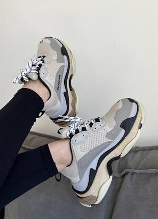 Кроссовки в стиле balenciaga triple s gray red blue