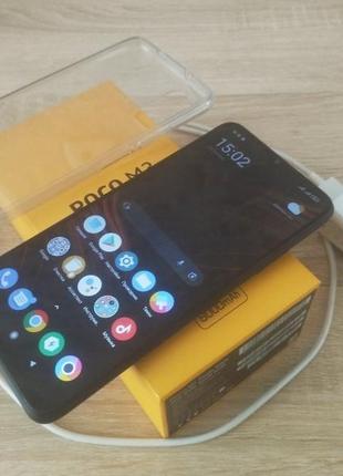 Смартфон xiaomi poco m3 4(+1)/64gb black+чохол-бампер