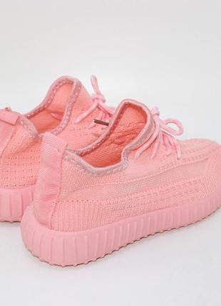 Рожеві трикотажні кросівки для дівчинки5 фото