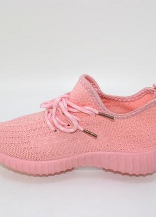 Рожеві трикотажні кросівки для дівчинки4 фото