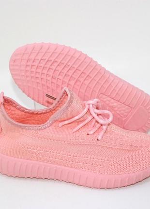 Рожеві трикотажні кросівки для дівчинки6 фото