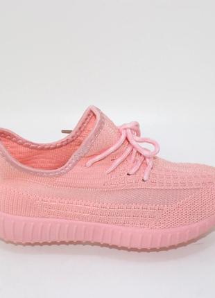 Рожеві трикотажні кросівки для дівчинки3 фото