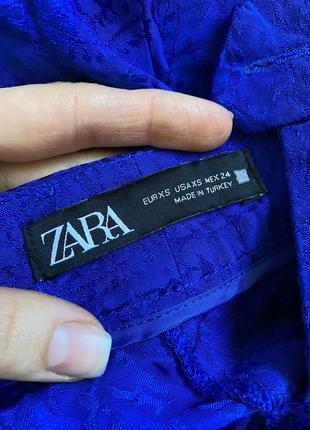 Синие жаккардовые брюки брюки брюки zara электрик женские летние весенние вискозные палаццо8 фото