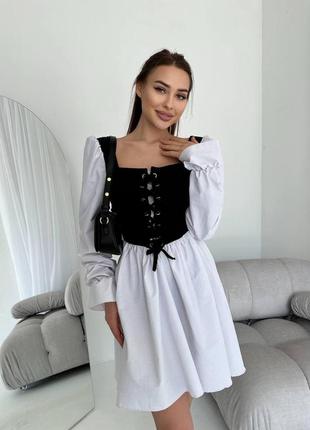 Женское короткое платье с корсетом 42-44, 46-48