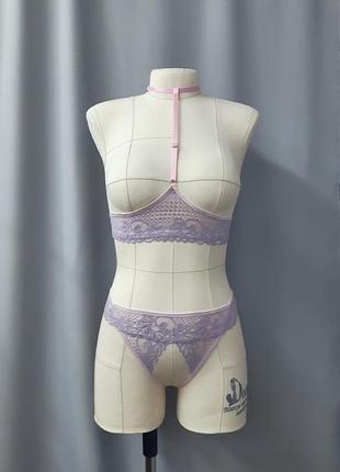 Еротична мереживна портупея під груди, трусики стрінги з вільним доступом
