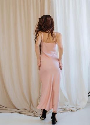 Рожева шовкова сукня-комбінація7 фото