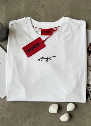 Футболка hugo boss біла, чоловіча футболка, футболка, футболка з принтом, однотонна футболка хьюго бос