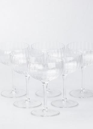 Келих для коктейлів фігурний скляний ребристий набір 6 шт2 фото
