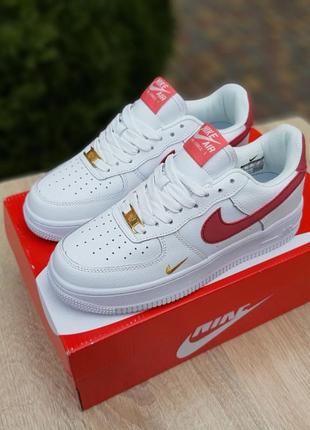 Жіночі кросівки nike air force 1 low mini swoosh white burgundy найк форс білого з бордовим кольорів