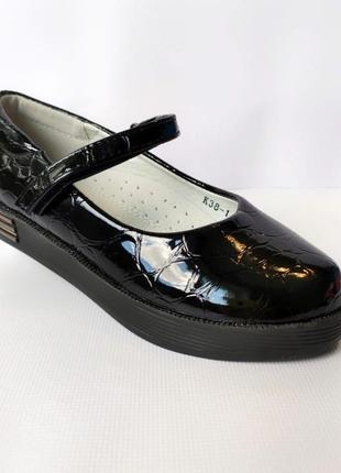 Школьные черные туфли на платформе девочкам. размер 34, 37