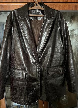 Пиджак женский кожаный3 фото