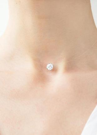 Камінчик фіаніт в сріблі на ювелірній волосіні