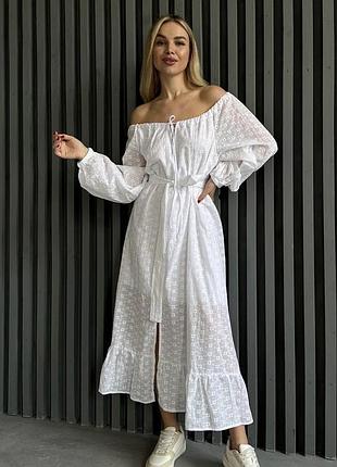 Жіноча біла бавовняна сукня