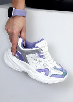 Кросівки білі з фіолетовим натуральна шкіра4 фото