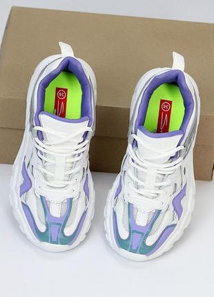 Кросівки білі з фіолетовим натуральна шкіра6 фото
