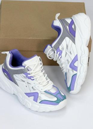 Кросівки білі з фіолетовим натуральна шкіра2 фото