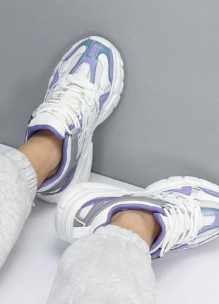 Кросівки білі з фіолетовим натуральна шкіра5 фото