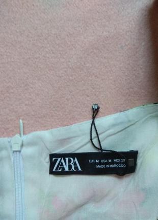 Платье в цветочный принт р 38 46 36 44 s m пышный рукав, на стяжках zara, летнее, новое3 фото