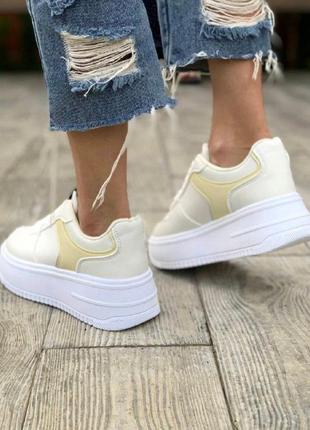 Жіночі взуття форс білі з жовтим2 фото