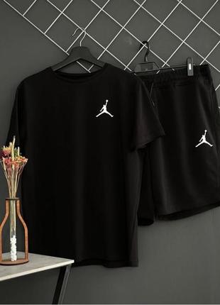 Шорти jordan чорний лого + футболка jordan хакі-чорний-білий6 фото