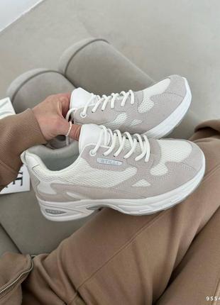 Белые кроссовки эко-замш текстиль, белые кроссы 36,38,39р код 9554