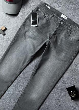 Мужские серые зауженные slim новые джинсы jack &amp; jones оригинал размер 34/322 фото
