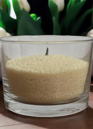 Насыпная свеча (пальмовый насыпной воск) 200 грамм молочного цвета + 20 см. фитиля3 фото
