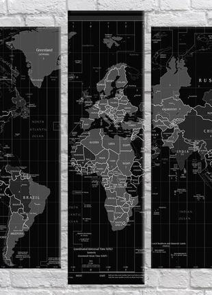 Модульная картина на холсте из 5-ти частей "карта мира"