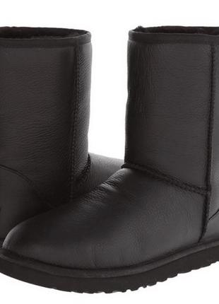 Ugg men classic short leather black1 фото
