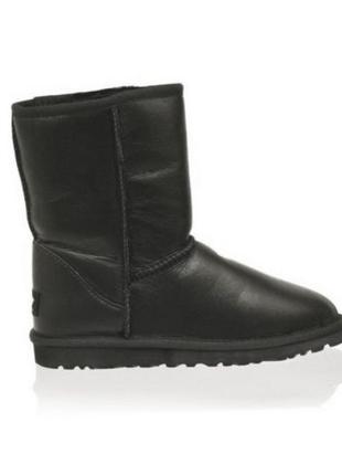 Ugg men classic short leather black2 фото