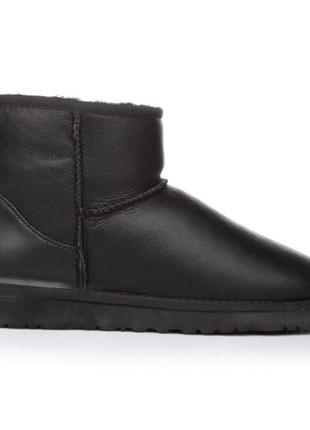 Ugg men mini leather black1 фото