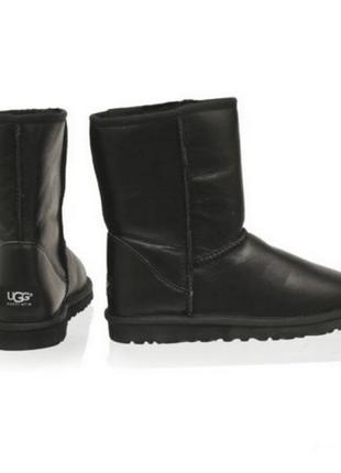 Ugg men classic short leather black3 фото